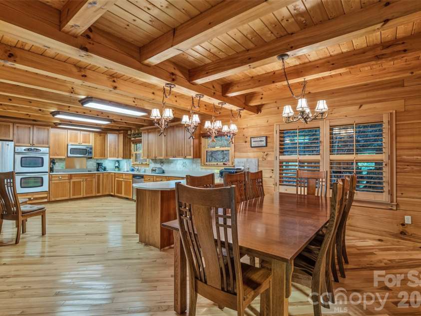 1482 Howard Moore Road, Hot Springs, NC 28743.  MLS# CAR4401313, YatesRealty ID 39864. Large kitchen and dining area