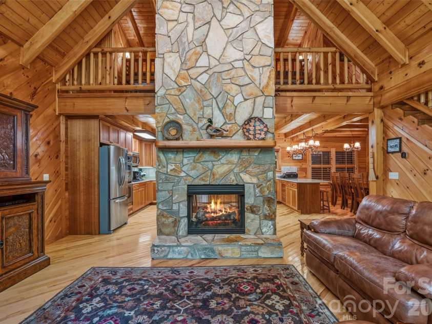 1482 Howard Moore Road, Hot Springs, NC 28743.  MLS# CAR4401313, YatesRealty ID 39864. Open floor plan, double sided fireplace