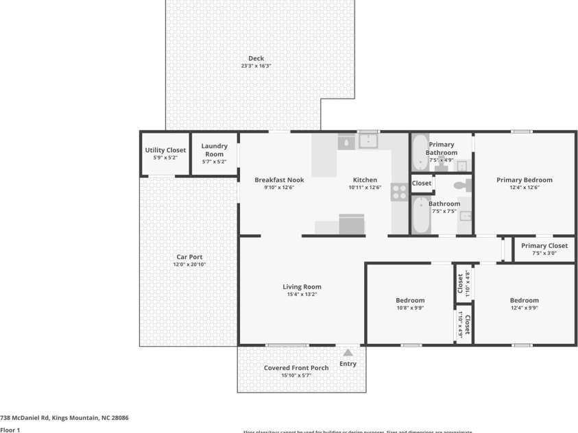 738 Mcdaniel Road, Kings Mountain, NC 28086.  MLS# CAR4395003, YatesRealty ID 39885. Floorplan