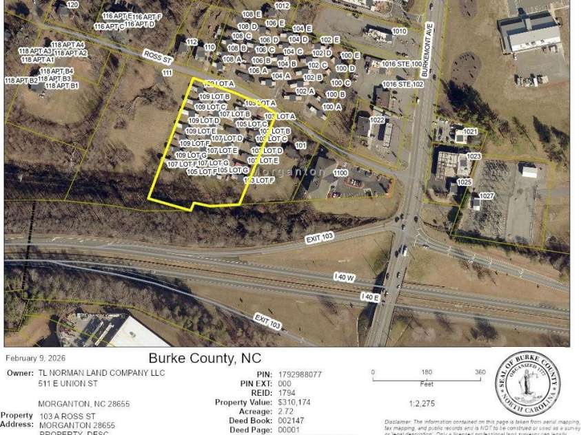 100, 102-109, 111 Ross Street, Morganton, NC 28655.  MLS# CAR4344560, YatesRealty ID 3992. 