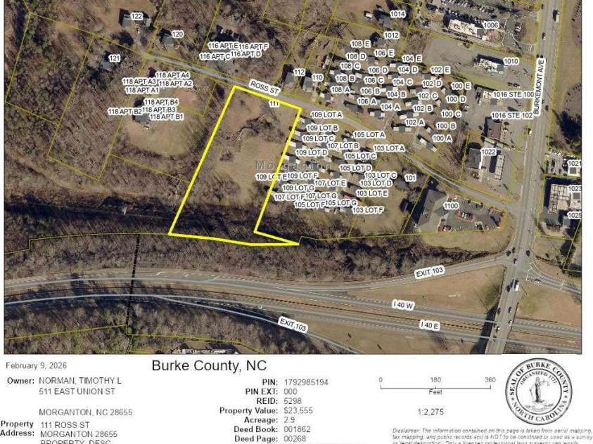 100, 102-109, 111 Ross Street, Morganton, NC 28655.  MLS# CAR4344560, YatesRealty ID 3992. 