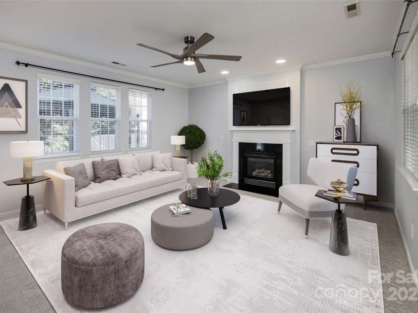 5726 Cactus Valley Road, Charlotte, NC 28277.  MLS# CAR4216456, YatesRealty ID 3996. Virtually Staged Living Room