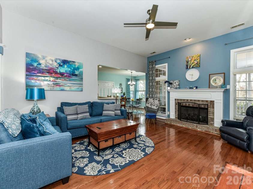 3619 Savannah Hills Drive, Matthews, NC 28105.  MLS# CAR4325650, YatesRealty ID 4004. Living Room With Fireplace