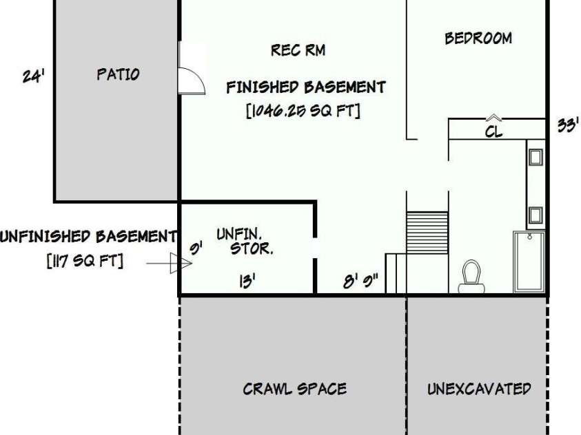 47 Pleasant Ridge Trail, Nebo, NC 28761.  MLS# CAR4405959, YatesRealty ID 40073. Basement Floorplan