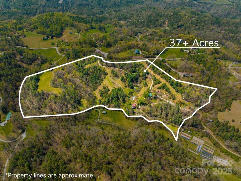3717 Bend Of Ivy Road, Marshall, NC 28753.  MLS# CAR4209288, YatesRealty ID 401. Aerial drone picture of the 37 acres parcel