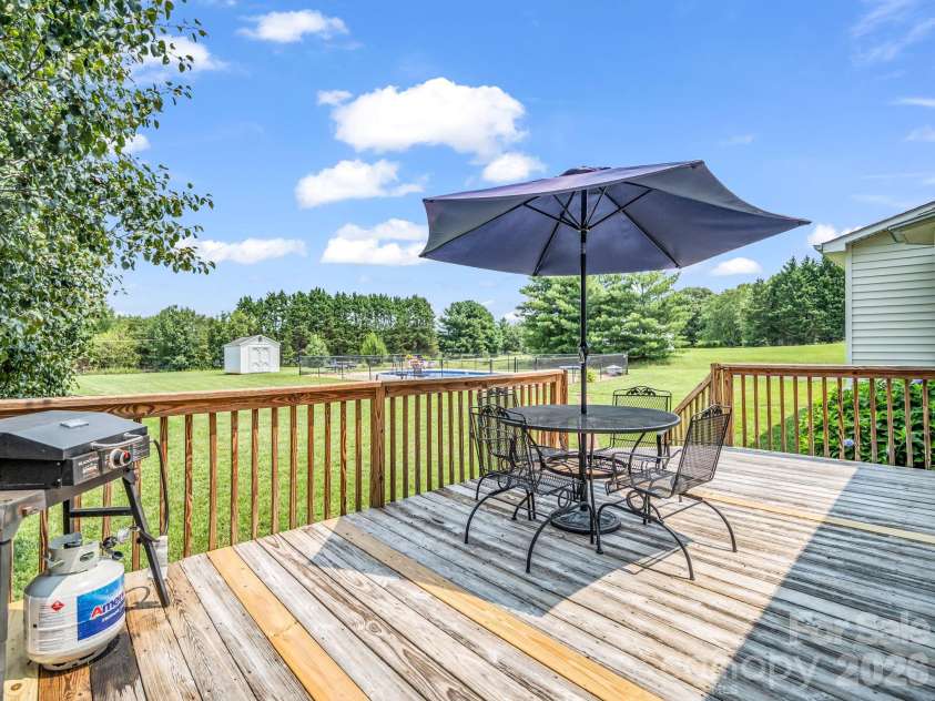 2778 Moose Gantt Trail, Crouse, NC 28033.  MLS# CAR4407300, YatesRealty ID 40211. Back deck overlooking large back yard and pool
