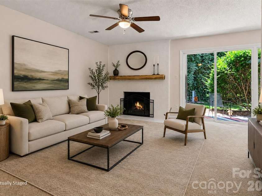 9478 Vicksburg Park Court, Charlotte, NC 28210.  MLS# CAR4395577, YatesRealty ID 40246. OPEN FLOORPLAN LIVING ROOM VIRTUALLY STAGED