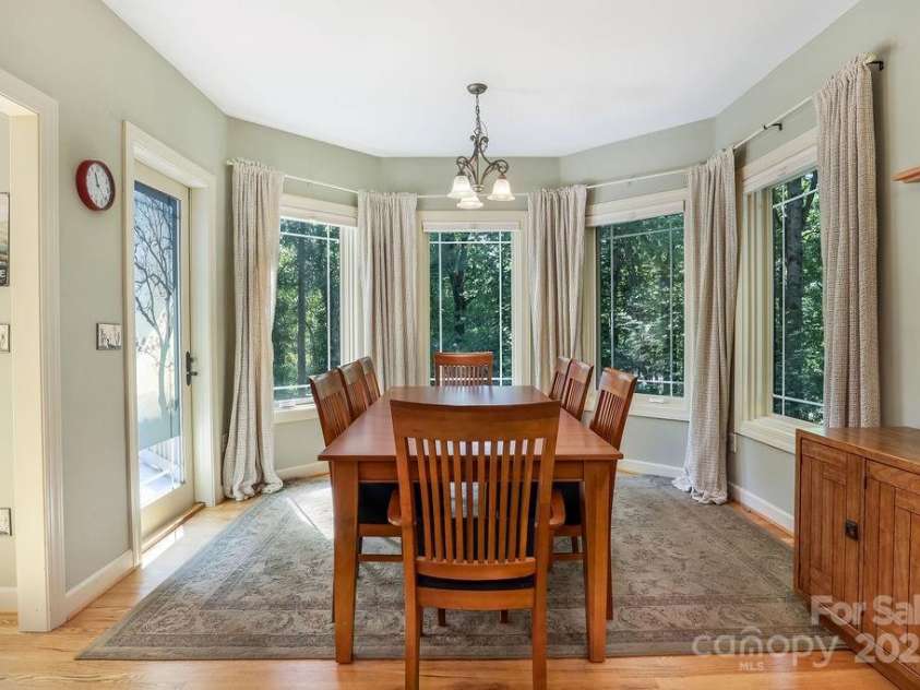 301 Gateway Drive, Hendersonville, NC 28739.  MLS# CAR4294263, YatesRealty ID 40247. Entertaining flows easily from the dining area out to the great room on the left or out the huge outside deck.