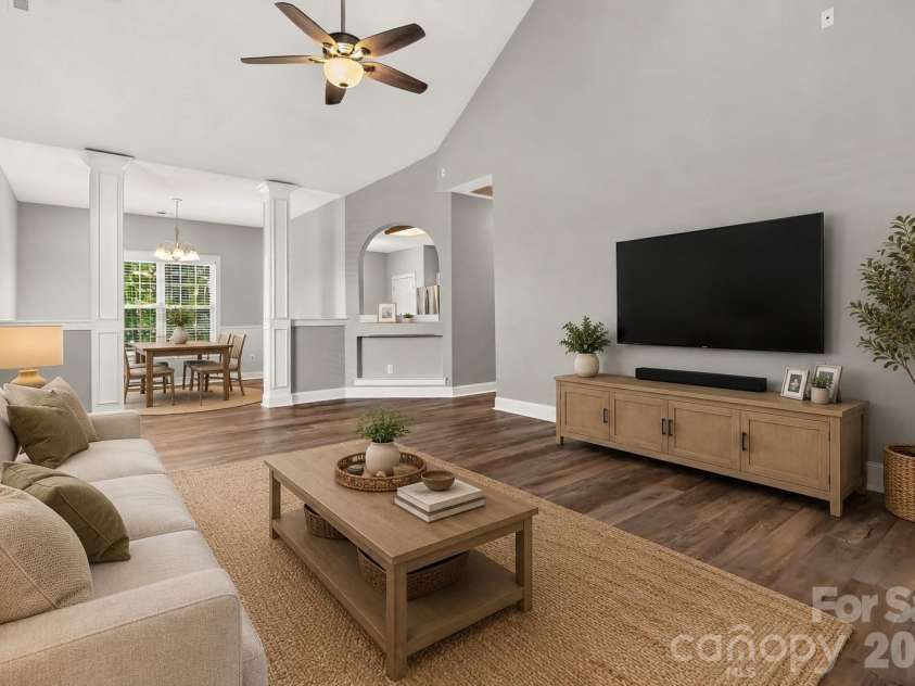 13824 Hastings Farm Road, Huntersville, NC 28078.  MLS# CAR4408997, YatesRealty ID 40310. Virtually Staged Living and Dining Room