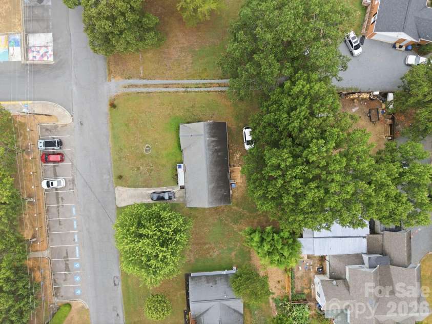 302 Elm Street, Wingate, NC 28174.  MLS# CAR4404536, YatesRealty ID 40487. Drone- above view