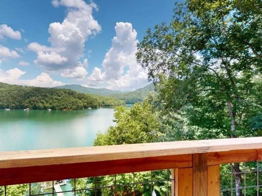 216 Alarka Point, Bryson City, NC 28713.  MLS# CAR4292798, YatesRealty ID 4049. Juliette Balcony off Upstairs Primary