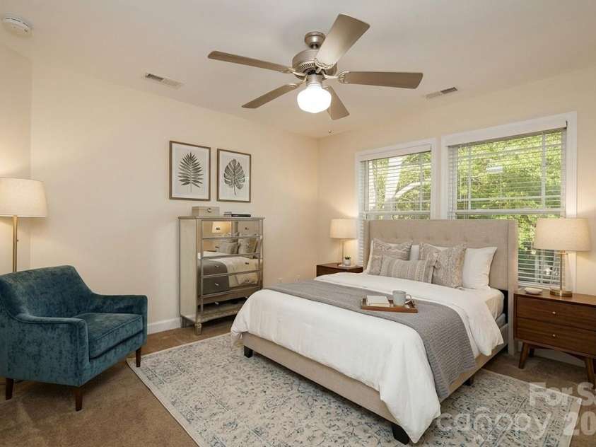 12355 Walden Lea Drive, Huntersville, NC 28078.  MLS# CAR4407832, YatesRealty ID 40560. Virtually Staged Primary Bedroom