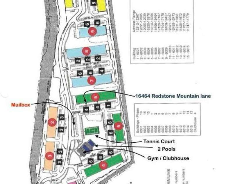 16464 Redstone Mountain Lane, Charlotte, NC 28277.  MLS# CAR4341427, YatesRealty ID 4067. Community Map - Home is a 2 min walk to Amenities and located in rear of building making it quiet and private. 
