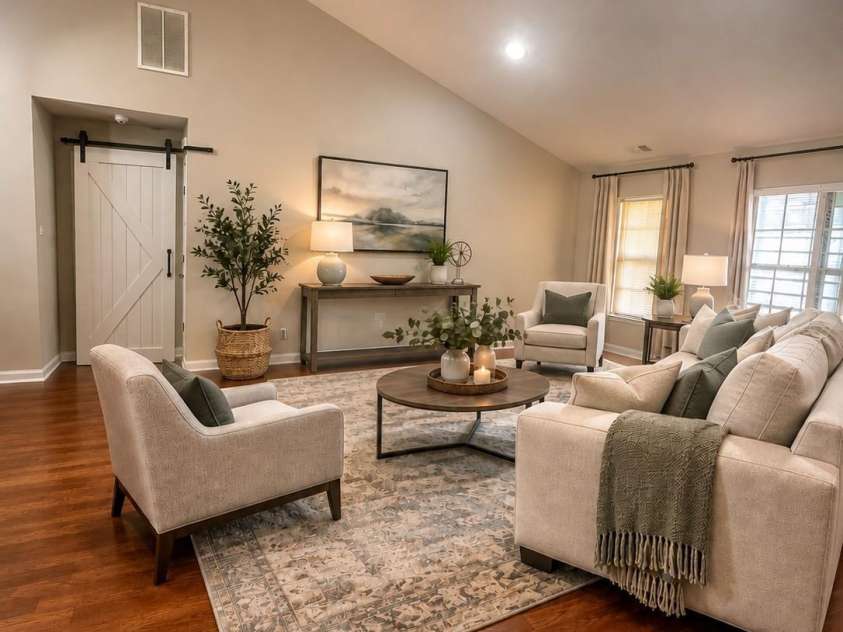 5228 Crane Point Drive, Charlotte, NC 28227.  MLS# CAR4408509, YatesRealty ID 40685. Virtually staged living room.