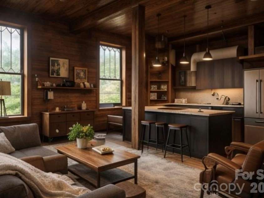 1 Old Mill Lane, Weaverville, NC 28787.  MLS# CAR4410367, YatesRealty ID 40782. AI staged for Res conversion inside Mill