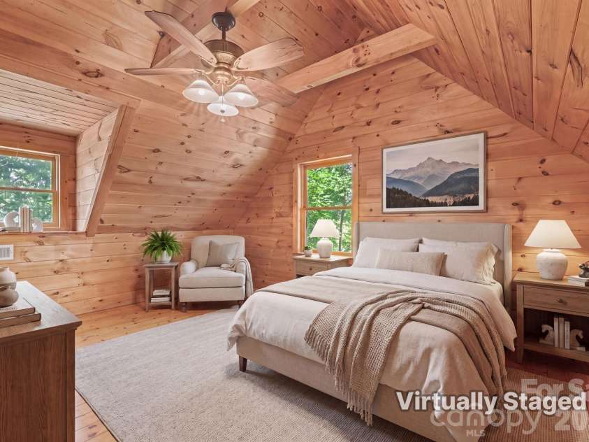 226 Signal Ridge, Sylva, NC 28779.  MLS# CAR4410234, YatesRealty ID 40786. Virtually staged bedroom on 2nd floor