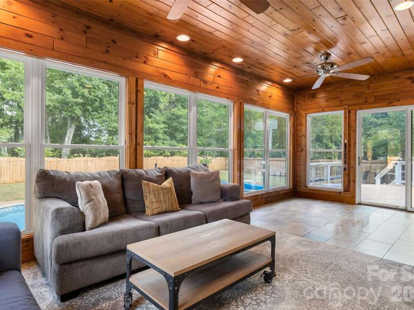 3375 Blue Jay Pass, Fort Mill, SC 29708.  MLS# CAR4401520, YatesRealty ID 40840. Gorgeous sunroom with cedar ceiling