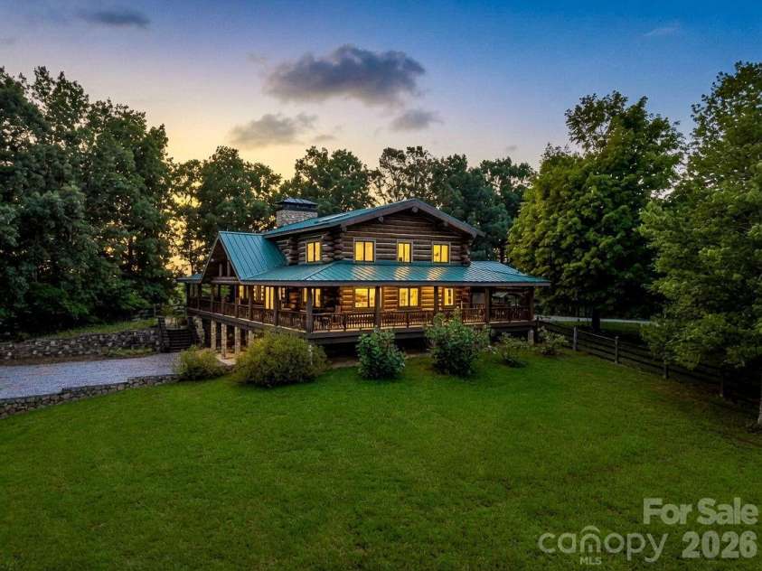 1054 Rainbow Rapids Road, Rutherfordton, NC 28139.  MLS# CAR4408233, YatesRealty ID 40976. Aerial (Twilight Edit)