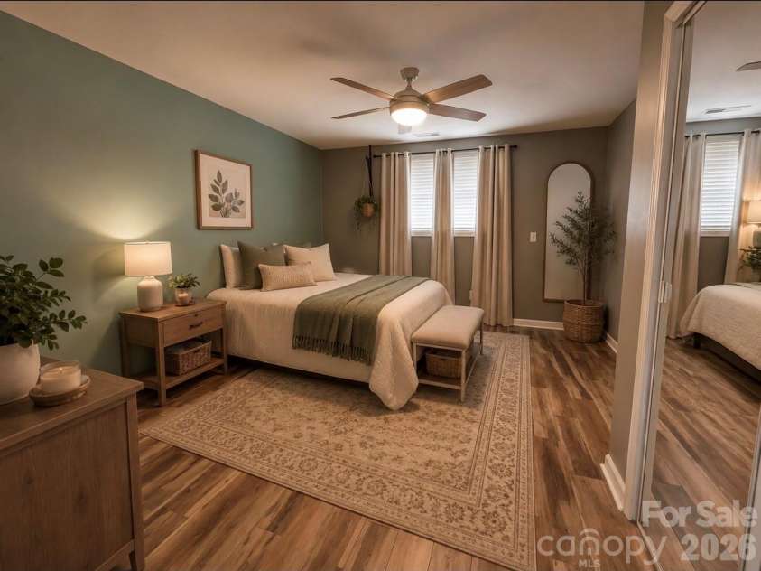 80 Hidden Bluff Lane, Horse Shoe, NC 28742.  MLS# CAR4409946, YatesRealty ID 41012. First Floor Bedroom (Virtually Staged)