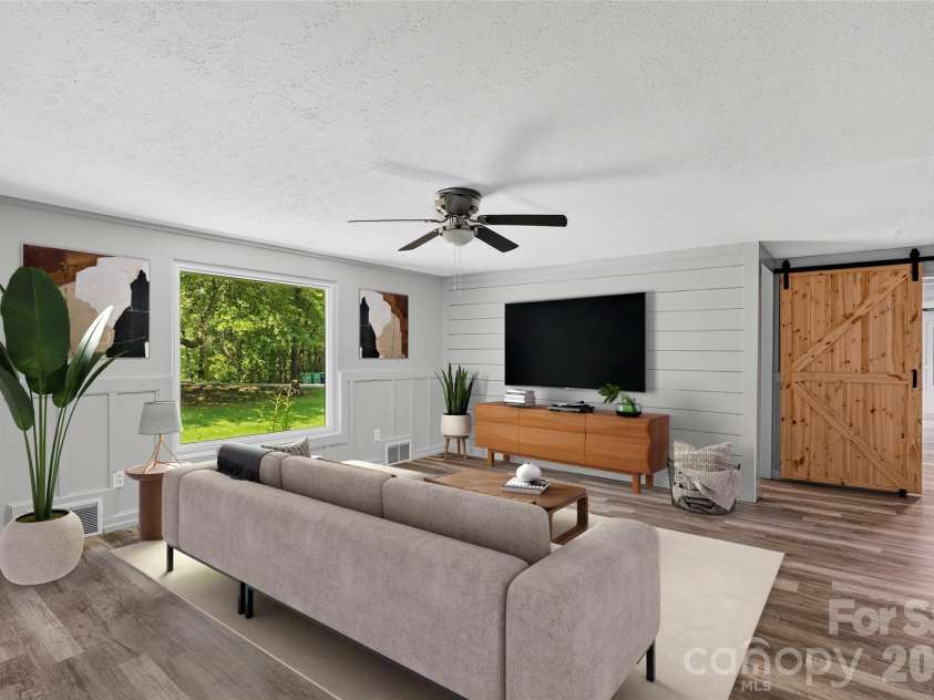 75 Old Macedonia Road, Alexander, NC 28701.  MLS# CAR4408770, YatesRealty ID 41014. Virtually staged living room