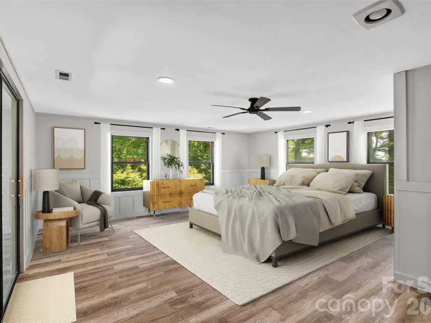 75 Old Macedonia Road, Alexander, NC 28701.  MLS# CAR4408770, YatesRealty ID 41014. Virtually staged primary bedroom