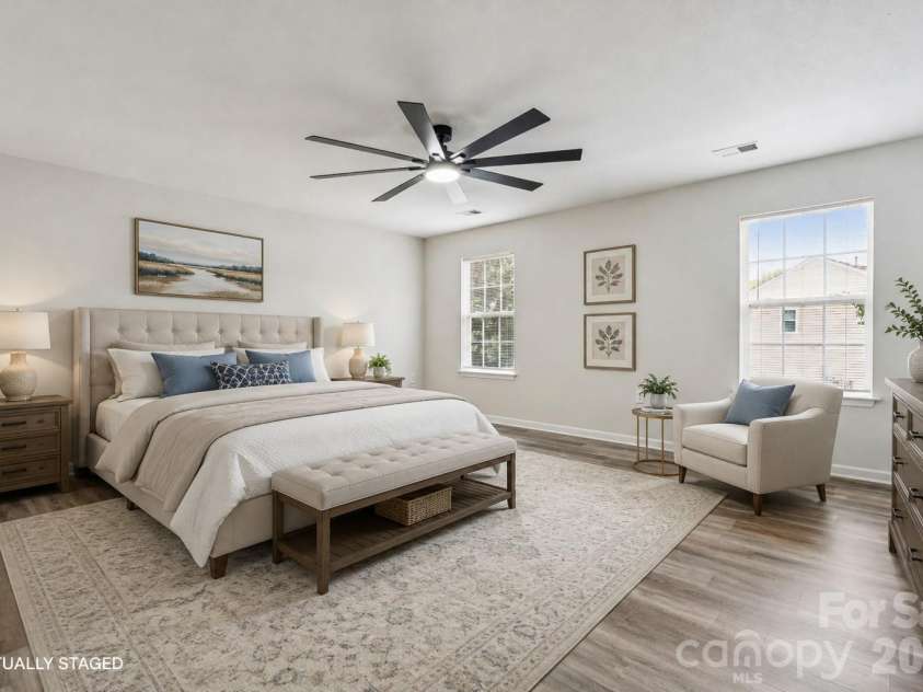 7305 Larwill Lane, Charlotte, NC 28216.  MLS# CAR4409248, YatesRealty ID 41039. Virtually Staged Primary Bedroom