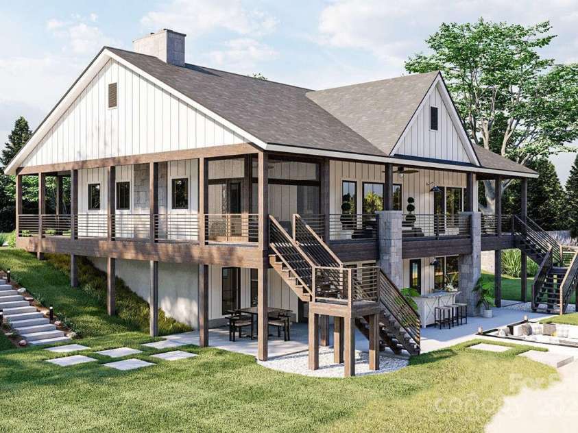 99999 Mills River Way, Horse Shoe, NC 28742.  MLS# CAR4224769, YatesRealty ID 4104. Modern Farmhouse Rear