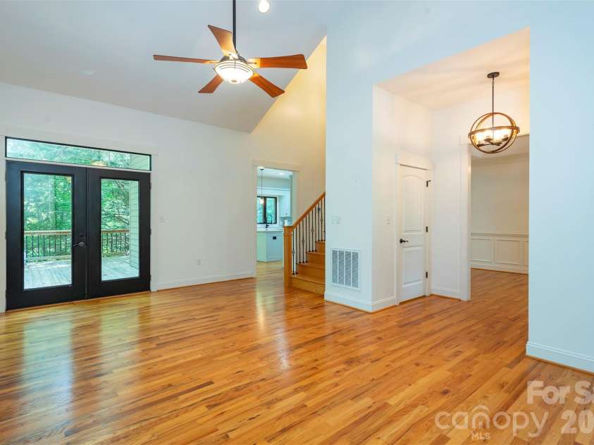 416 Ivy Road, Black Mountain, NC 28711.  MLS# CAR4409427, YatesRealty ID 41112. French doors open to the main level deck.