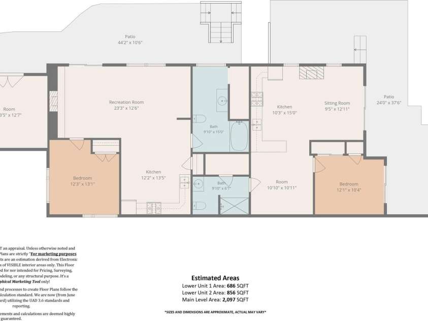 28 Wake Street, Waynesville, NC 28716.  MLS# CAR4402099, YatesRealty ID 41125. Lower level floor plan Apt #1 and Apt #2