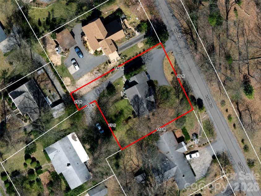 66 Hyde Avenue, Tryon, NC 28782.  MLS# CAR4403009, YatesRealty ID 41303. Overhead GIS view of property