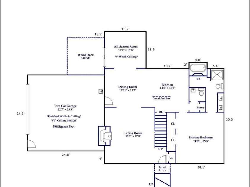 26 Moriah Lane, Asheville, NC 28803.  MLS# CAR4409521, YatesRealty ID 41314. Main level floor plan.
