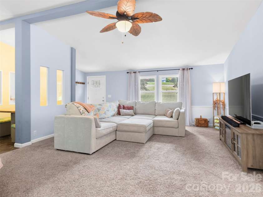 32 Reeves Road, Leicester, NC 28748.  MLS# CAR4407288, YatesRealty ID 41329. Huge living room