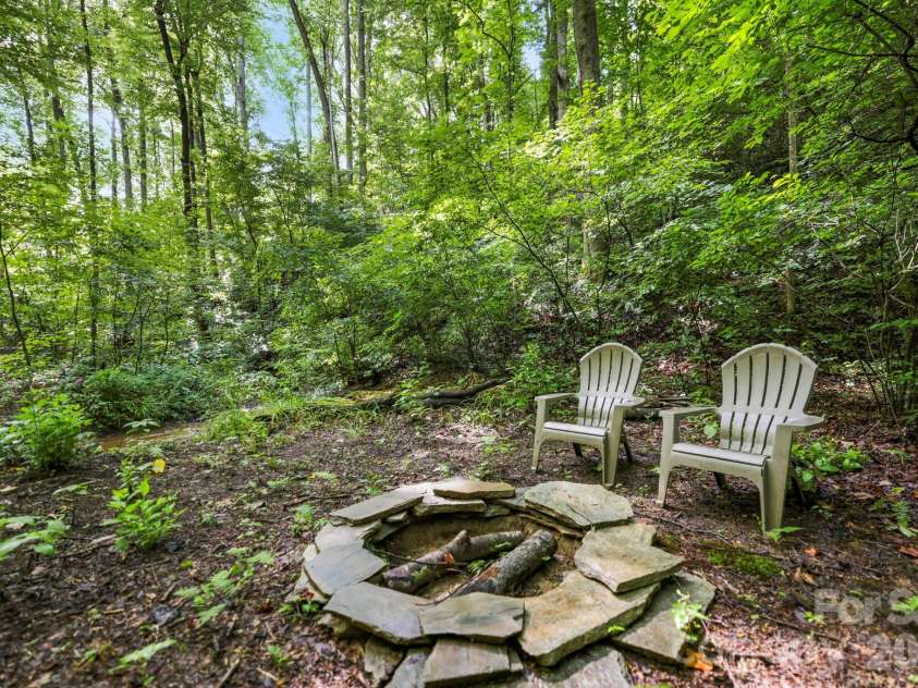 316 Big Raven Lane, Saluda, NC 28773.  MLS# CAR4374853, YatesRealty ID 41348. Fire Pit beside creek