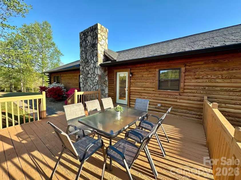 231 Fibber Magee Drive, Union Mills, NC 28167.  MLS# CAR4408945, YatesRealty ID 41363. Cabin back deck