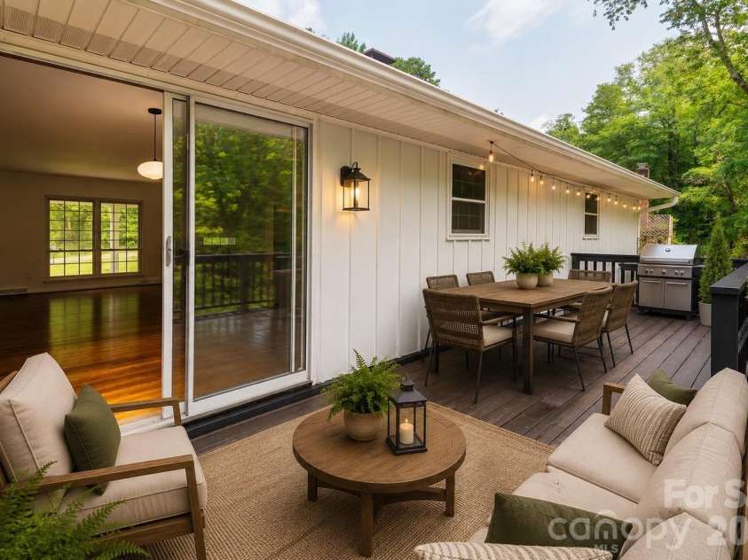 47 Bell Road, Asheville, NC 28805.  MLS# CAR4402411, YatesRealty ID 41364. Virtually staged back deck.