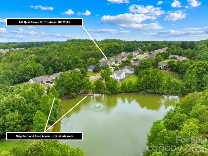 144 Quail Haven Drive, Troutman, NC 28166.  MLS# CAR4401635, YatesRealty ID 41381. Close to community pond!