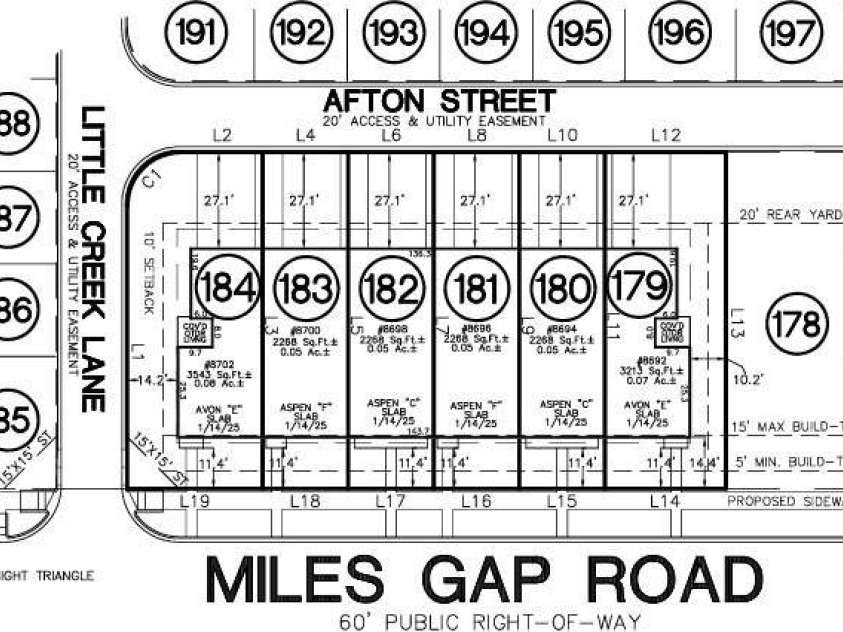 8702 Miles Gap Road, Indian Land, SC 29707.  MLS# CAR4411788, YatesRealty ID 41473. 8702 Miles Gap Road Preliminary Plot Plan