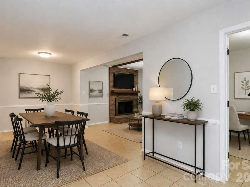 6317 Old Coach Road, Charlotte, NC 28215.  MLS# CAR4410165, YatesRealty ID 41595. Virtually Staged Dining, Living, and Study