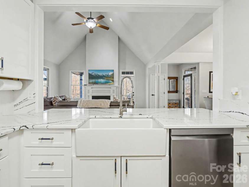 146 Major Fergusons Hill, Rutherfordton, NC 28139.  MLS# CAR4403132, YatesRealty ID 4164. From Kitchen Into Great Room