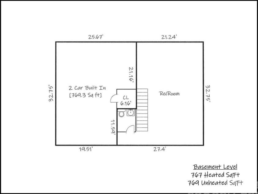 354 41st Avenue Place, Hickory, NC 28601.  MLS# CAR4411585, YatesRealty ID 41680. Floor Plan Basement Level