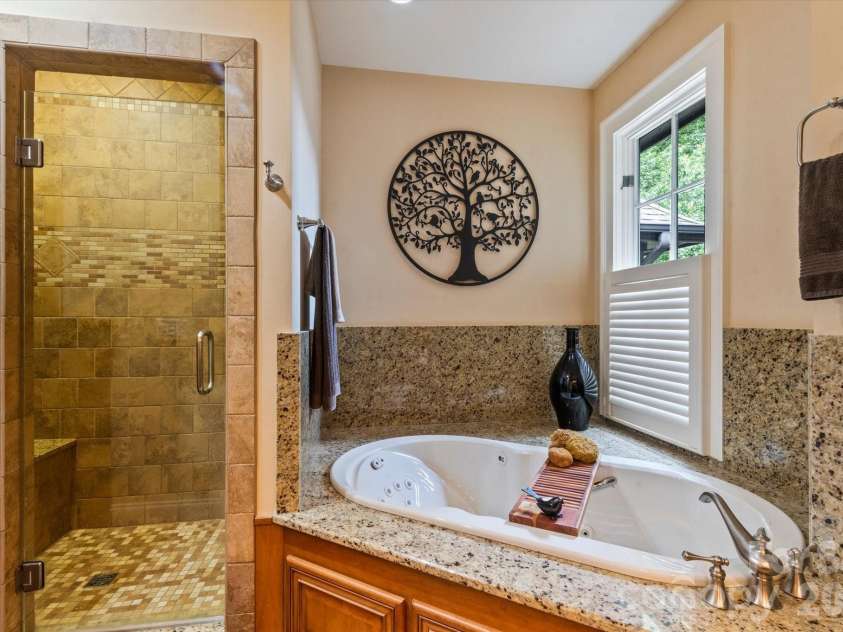 6 Jasmine Lane, Brevard, NC 28712.  MLS# CAR4410502, YatesRealty ID 41700. Sophisticated Master Bath