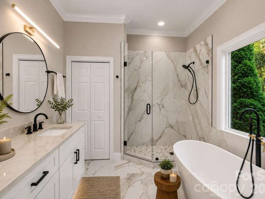 705 Lake Club Drive, Nebo, NC 28761.  MLS# CAR4410301, YatesRealty ID 41710. Virtually staged primary bath