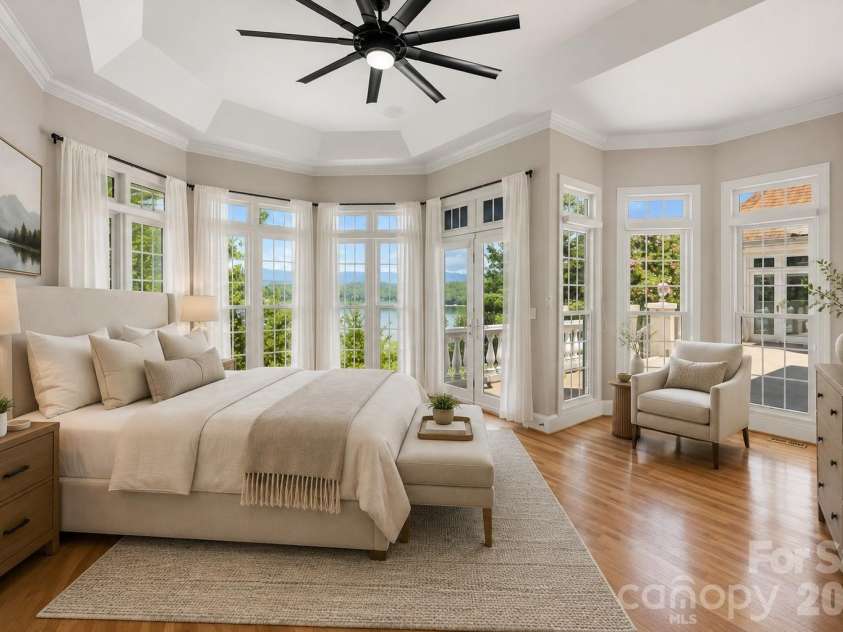 705 Lake Club Drive, Nebo, NC 28761.  MLS# CAR4410301, YatesRealty ID 41710. Virtually staged primary bedroom