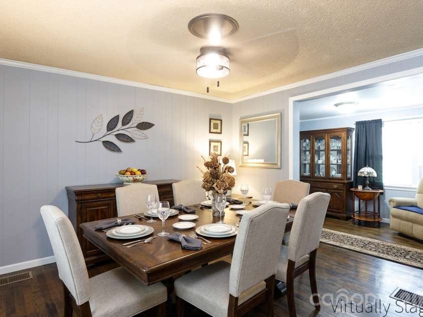 12173 Old Douglass Road, Blackstock, SC 29014.  MLS# CAR4411901, YatesRealty ID 41759. Staged Dining