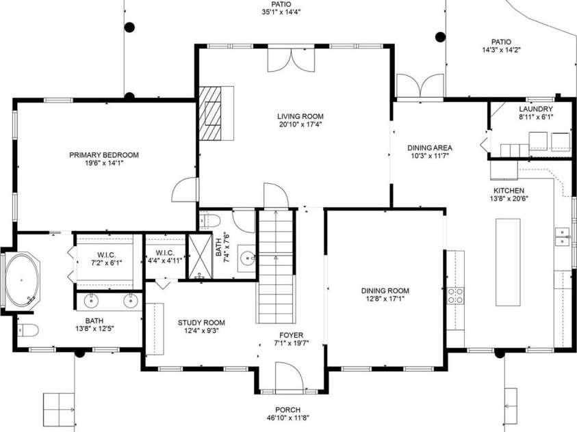 38 Peterson Lane, Green Mountain, NC 28740.  MLS# CAR4405533, YatesRealty ID 41828. Floor plan main level