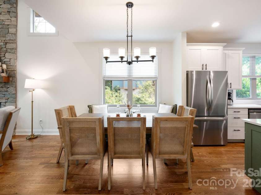11 Elkmont Drive, Asheville, NC 28804.  MLS# CAR4284783, YatesRealty ID 41869. Contemporary lighting enhances the open floor plan