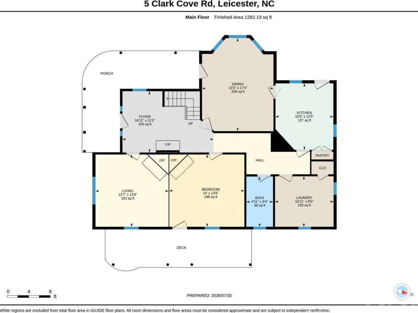 5 Clarks Cove Road, Leicester, NC 28748.  MLS# CAR4411750, YatesRealty ID 41911. Main level floor plan