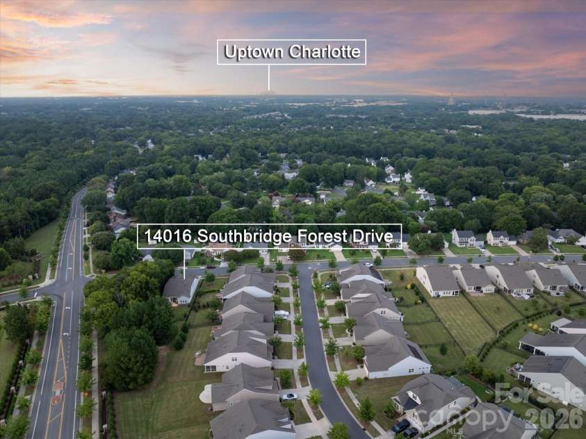 14016 Southbridge Forest Drive, Charlotte, NC 28273.  MLS# CAR4404050, YatesRealty ID 42102. Location Ariel View