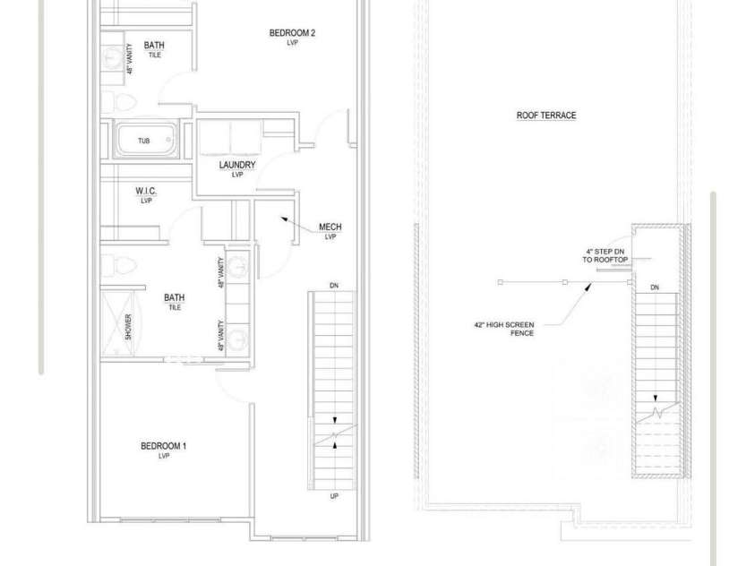5011 Nimes Road, Charlotte, NC 28208.  MLS# CAR4076334, YatesRealty ID 422. Floor plan, showing the upper floor and rooftop terrace (page 2/2.)