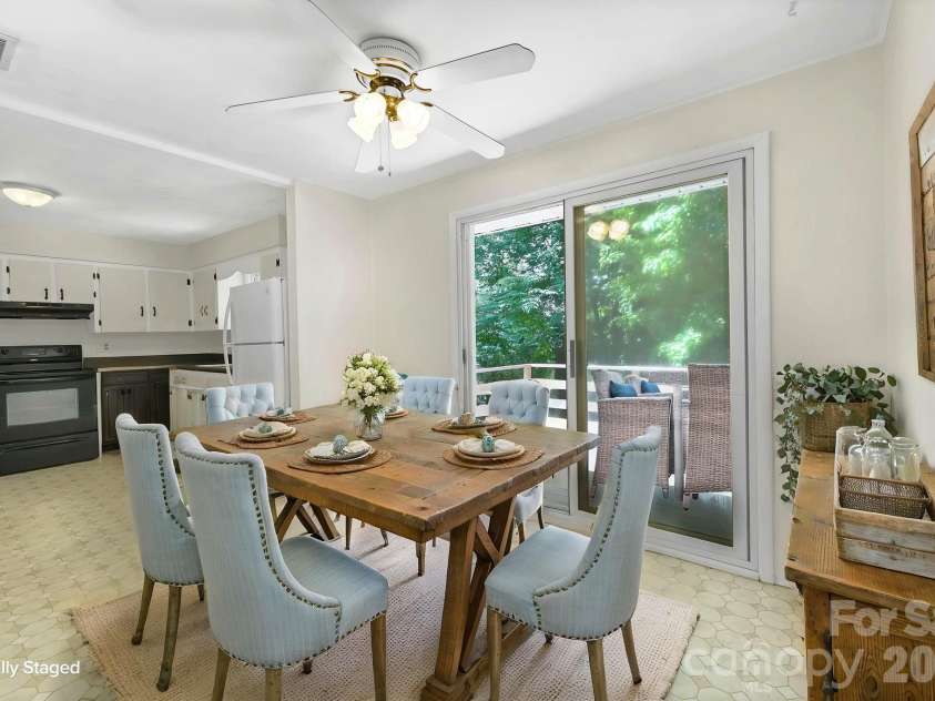 297 White Pine Drive, Asheville, NC 28805.  MLS# CAR4359261, YatesRealty ID 42218. Dining area virtual staging